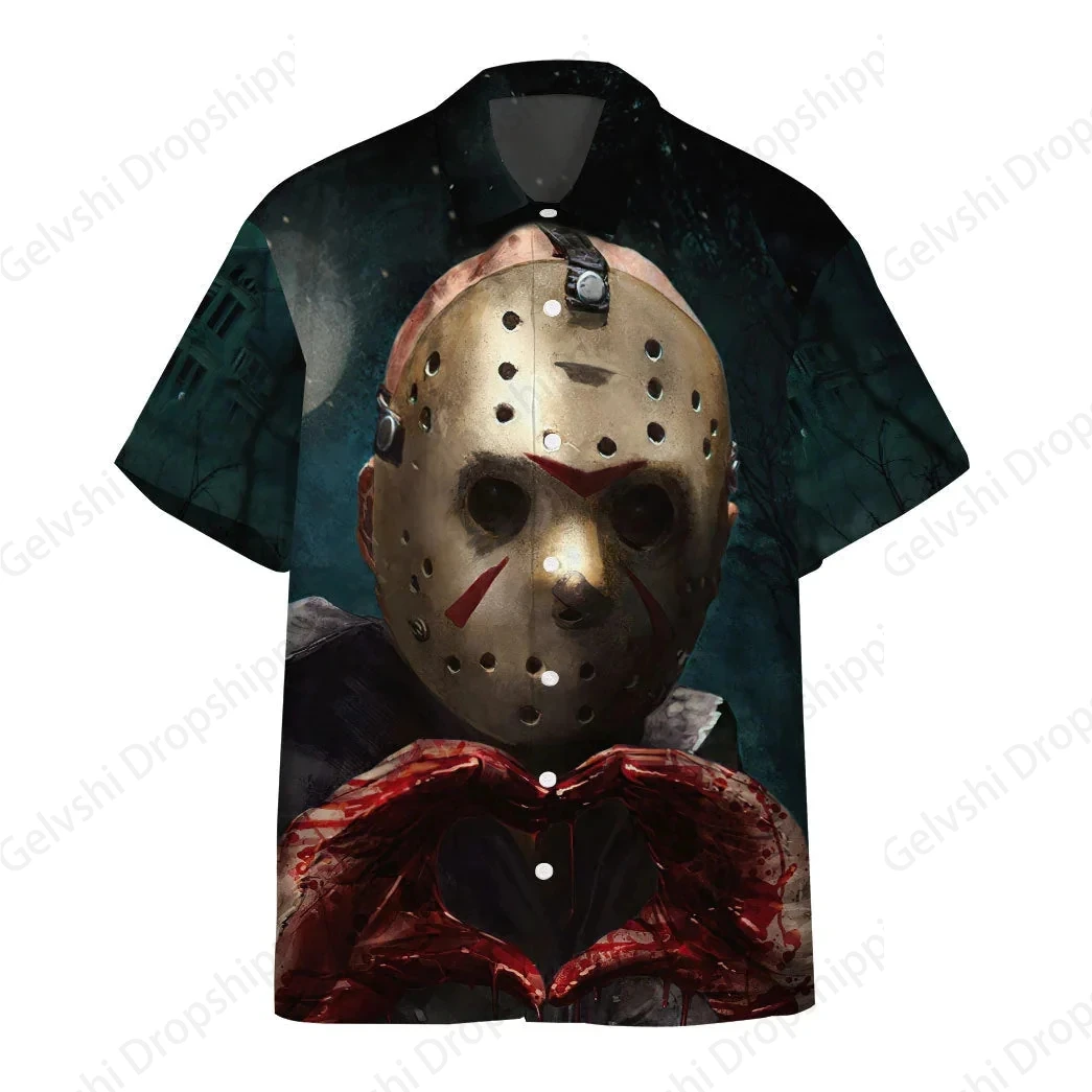 Halloween Hawaiian Shirts Chucky Michael Myers 3d Print Shirts Men Women Fashion Social Beach Shirt Casual Blouses Street Camisa