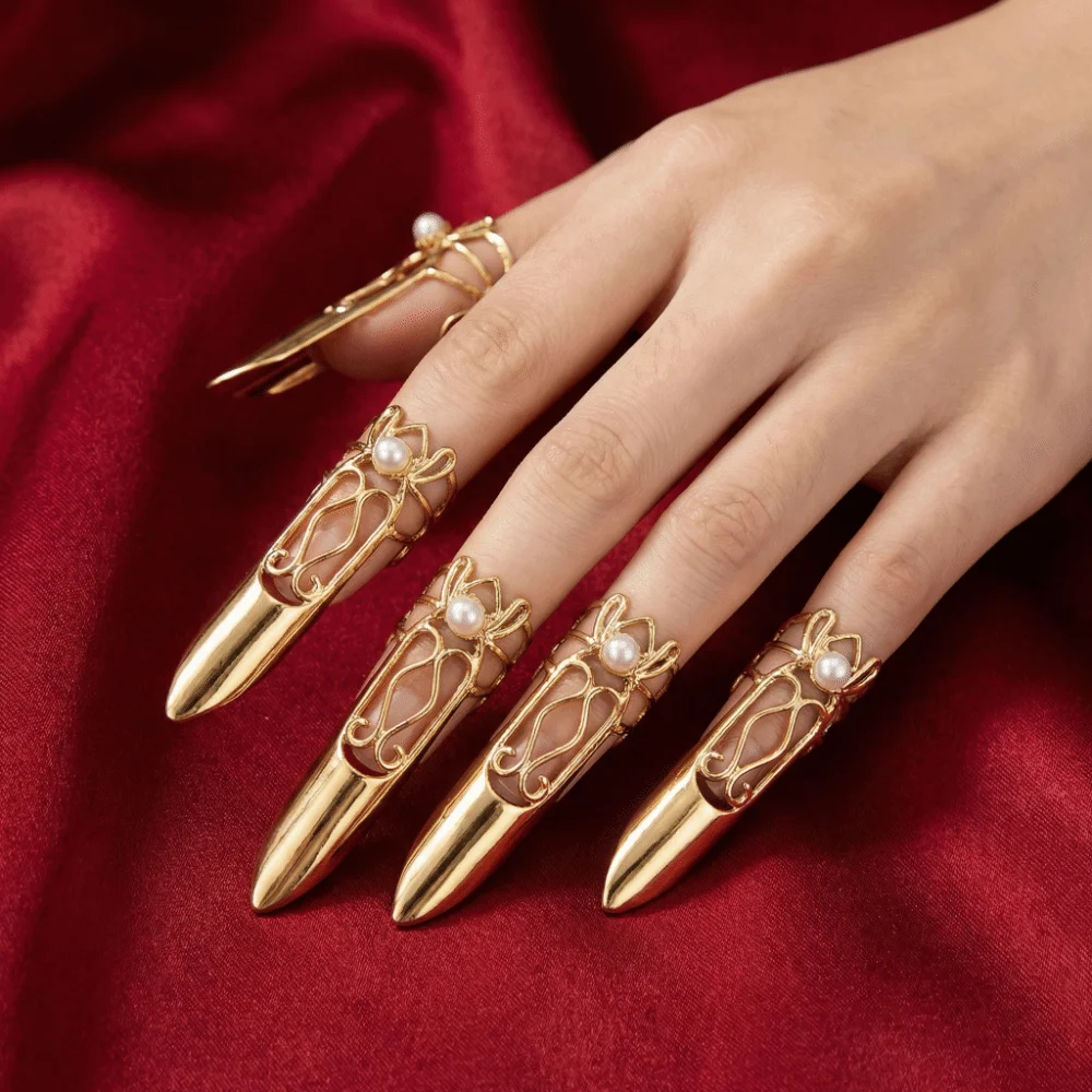 5/10pcs Adjustable Nail Rings Alloy Chinese Style Nail Accessories Vintage Exquisite Craftsmanship Styling Armor Set