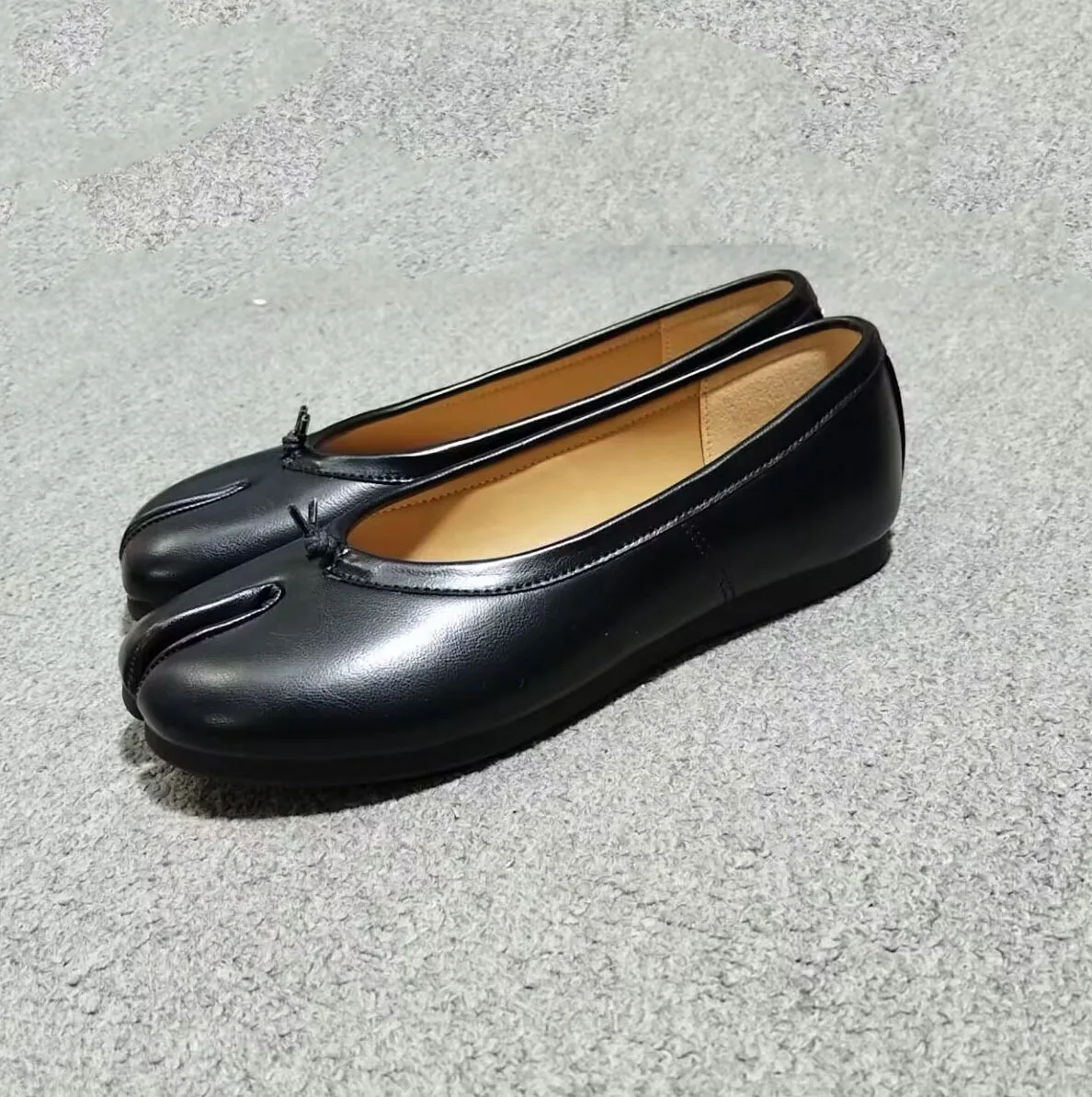 Echte Leder Tabi-Toe Ballerinas für Damen mit chinesischem Knoten, weiche Slip-On-Flachschuhe zum Gehen – Detail 38