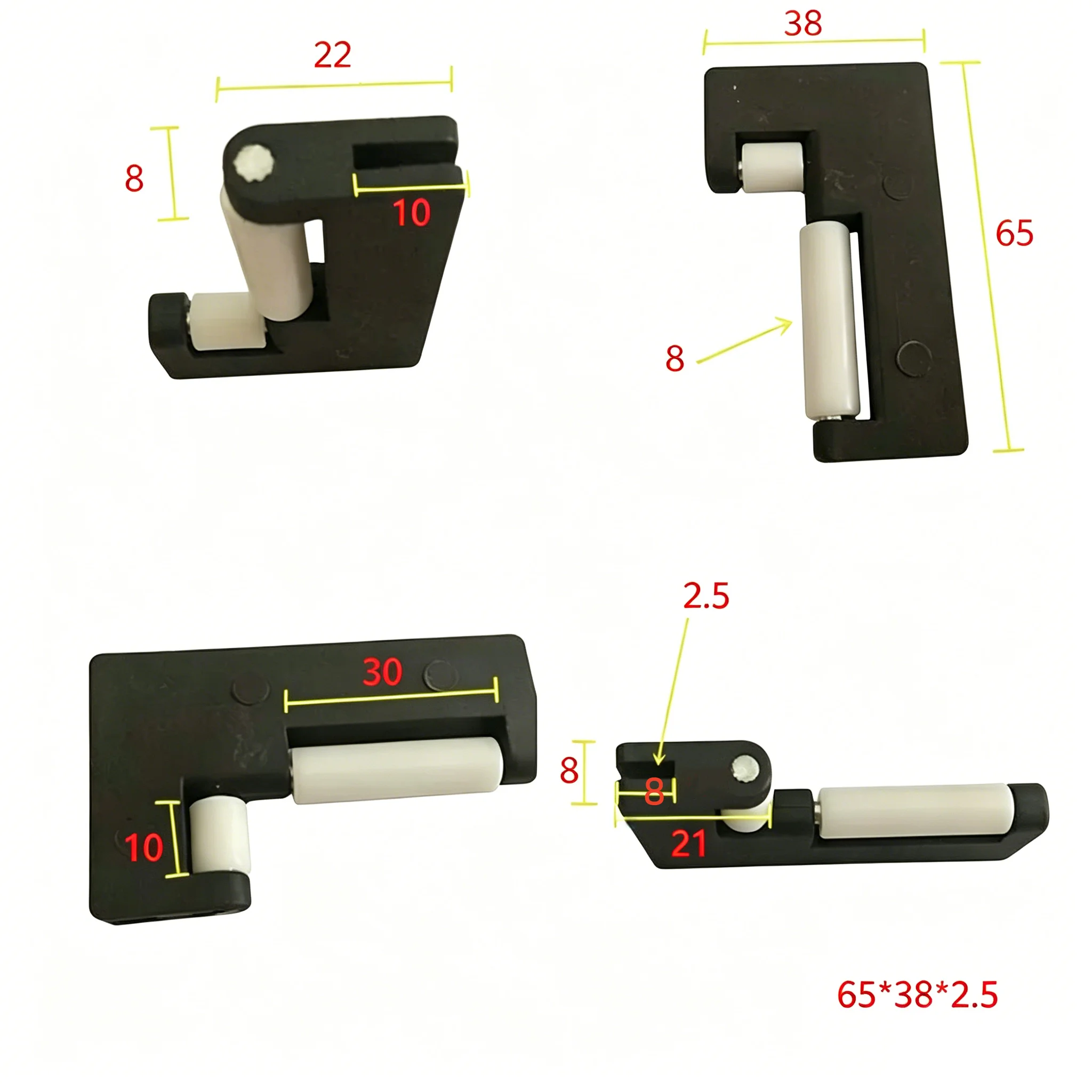 Bellows nylon slide block roller 50 pcs, 65x38x2.5 mm slot.