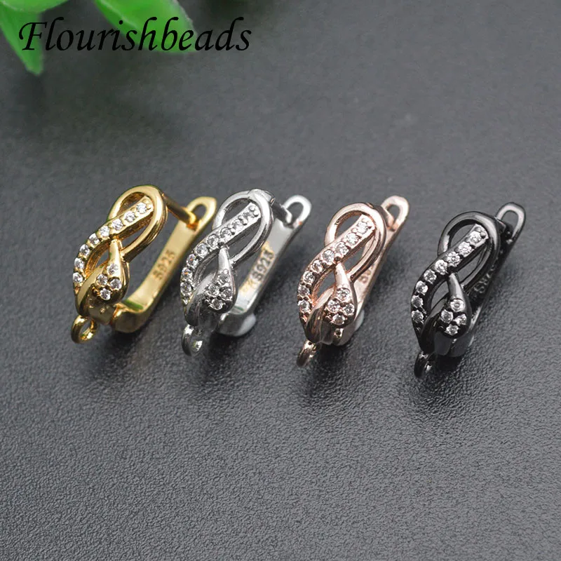 Muti Color High Quality Real CZ Beads Paved Musical Note Earring Hooks Clasp Ear Wire Accessories for Woman Jewelry Design