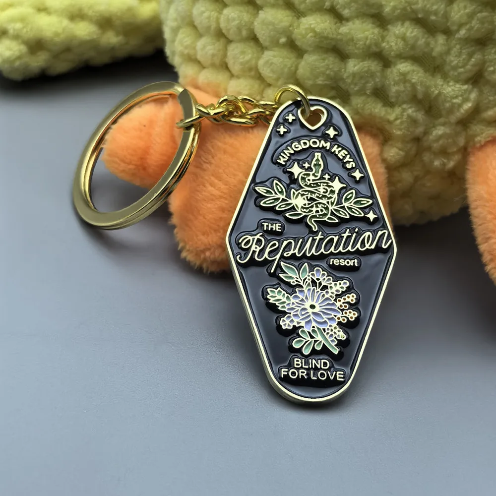 Vintage Motel Style Keychain Reputation Enamel Key Ring, Blind For Love Bag Pendant, Music Fan Gift Accessories