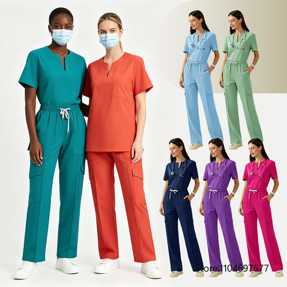 2026 New Short Sleeve Scrub Top Comfortable Workwear For Women Casual Uniform For Salon Spa And Daily Work Use view 2