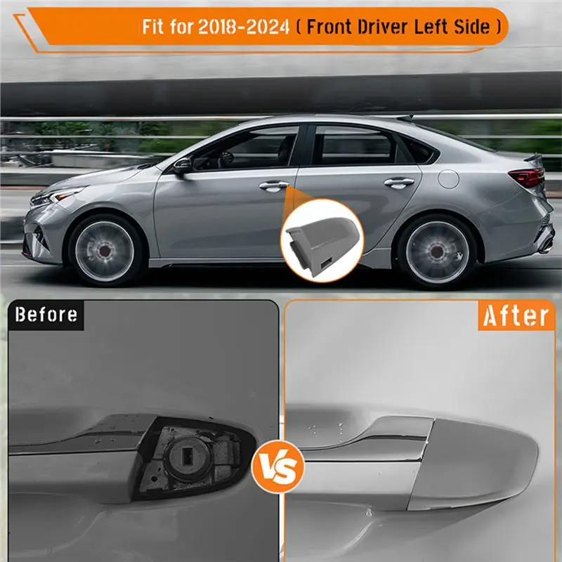 Front Left Exterior Door Handle Cover Door Key Hole Cap 82652M6110 For Kia Forte 2018-2024 82652-M6110-A61E