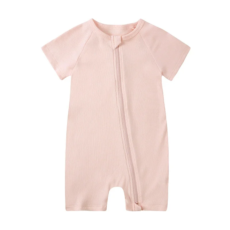 2026 Spring Newborn Baby Boy Romper Bamboo Infant Clothes Short Sleeve Ribbed Bodysuit Kid Girl Jumpsuit Sleeper Pajamas view 2