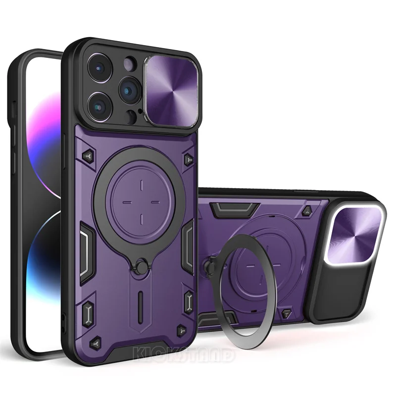 Kickstand Incoming Call Flashing for OPPO Reno 8 Pro 5G 8Lite 8T 7 7Z 6 Lite Phone Case Hard Sliding Lens Protection Back Cover