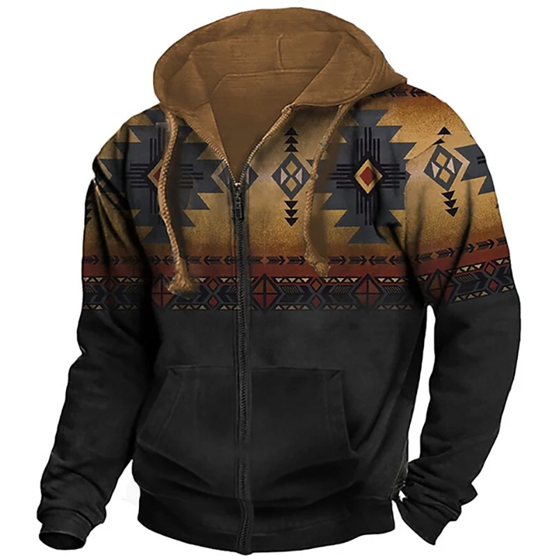 Autumn Ethnic Style 3D Printed Hoodies Men Women Fashion Vintage Oversized Sweatshirts Zipper Hoodie Male Tracksuit Man Clothing