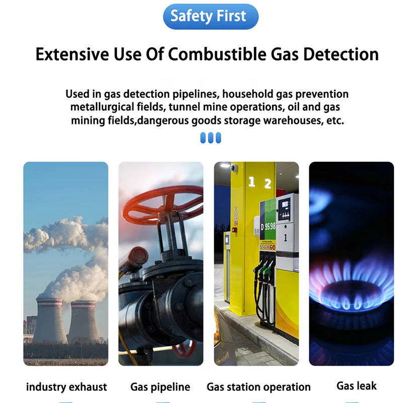 MESTEK Natural  Gas Detector Gas Leak Detector Combustible Flammable Tester Sound Light Alarm Gas Analyzer 50000 PPM100% LEL