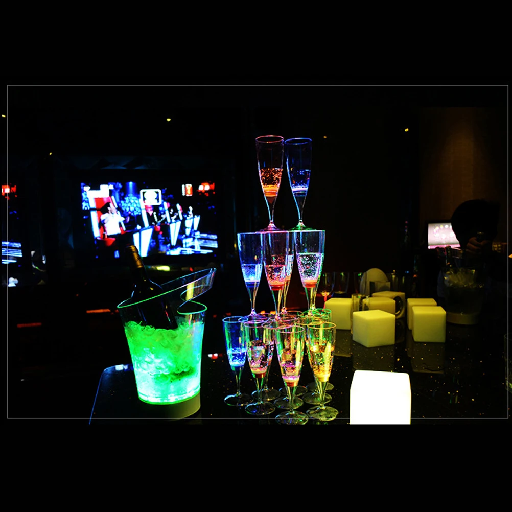 

6 Pcs LED Glasses Plastic Wedding Party Accessories Liquid Activated Glow Flutes Festive Atmosphere Gifts