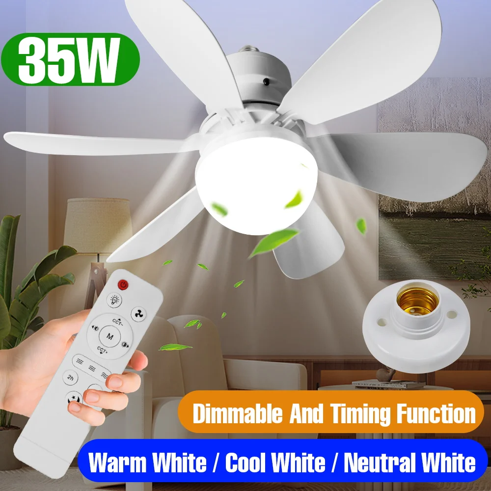 35W LED Ceiling Fan Bulb E27 Indoor High Brightness Bulbs Living Room 6 Blades Chandelier 220V Bedroom Kitchen Classroom Lights