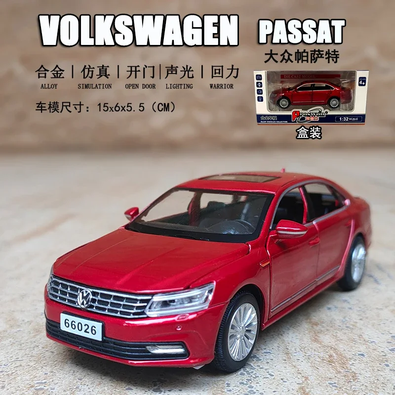 1:32 VOLKSWAGEN Passat Alloy Car Diecasts & Toy Car Model Sound and Light Pull Back Car Toys Ornaments For Kids Gifts F148