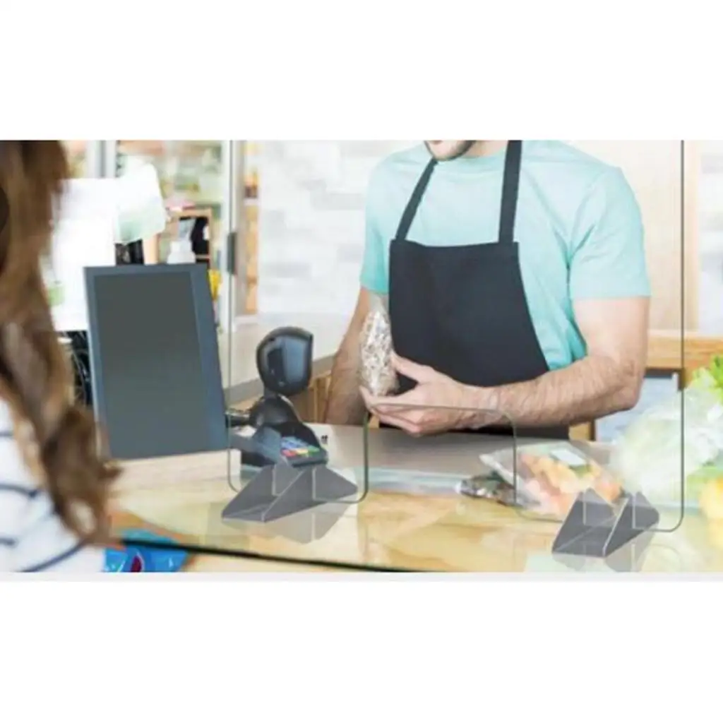 Acrylic Safety Screen for Counter Desk Sneeze Guard Protective Barrier Clear Freestanding Shield for Salon