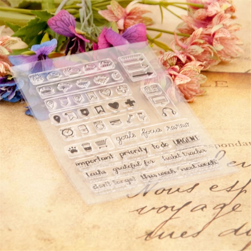 2024 New 3Pcs Blessing Words Clear Stamp Family Member Word Silicone Stamp for Cardmaking