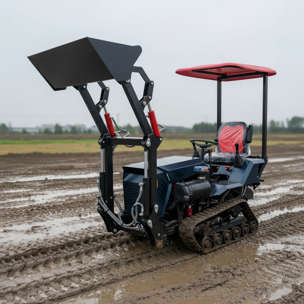 Mini Crawler Tractor 35HP Farm Use Front Loader With Trencher Plow Breaker Rotary Tiller EPA Fast Ship