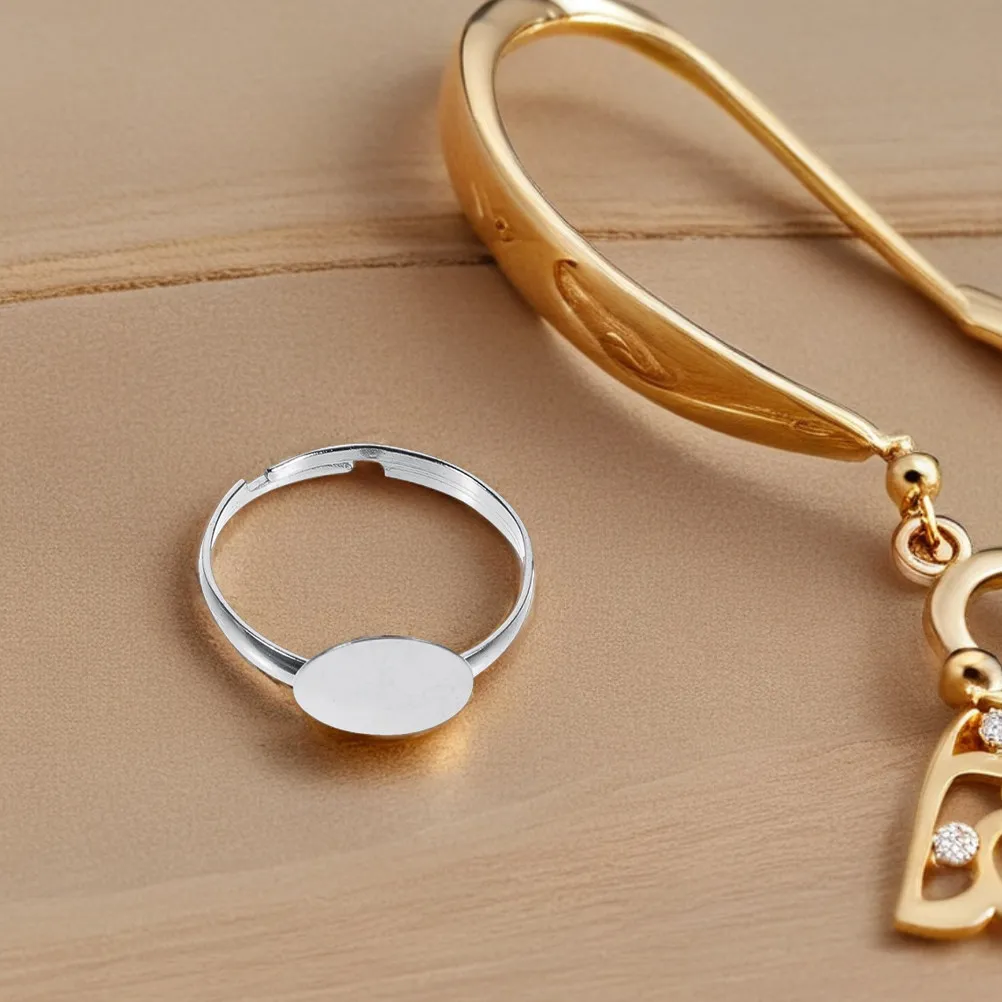 

50 шт. регулируемых оснований для колец, плоские круглые заготовки 10 мм, комплектующие для изготовления ювелирных изделий, заготовки для колец, фурнитура для рукоделия