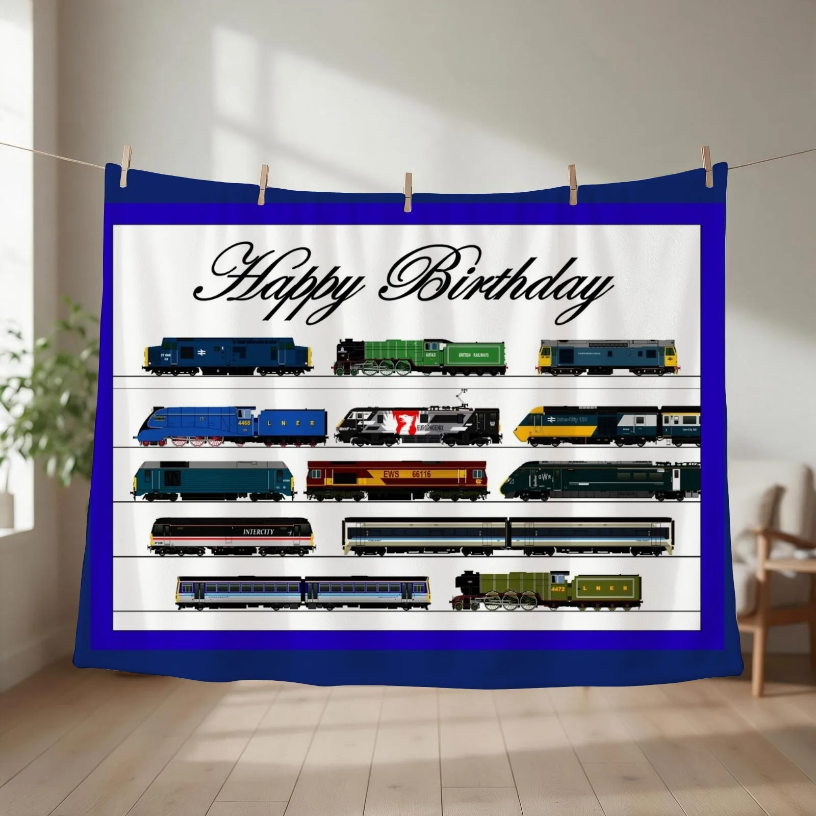Locomotive Birthday card Throw Blanket