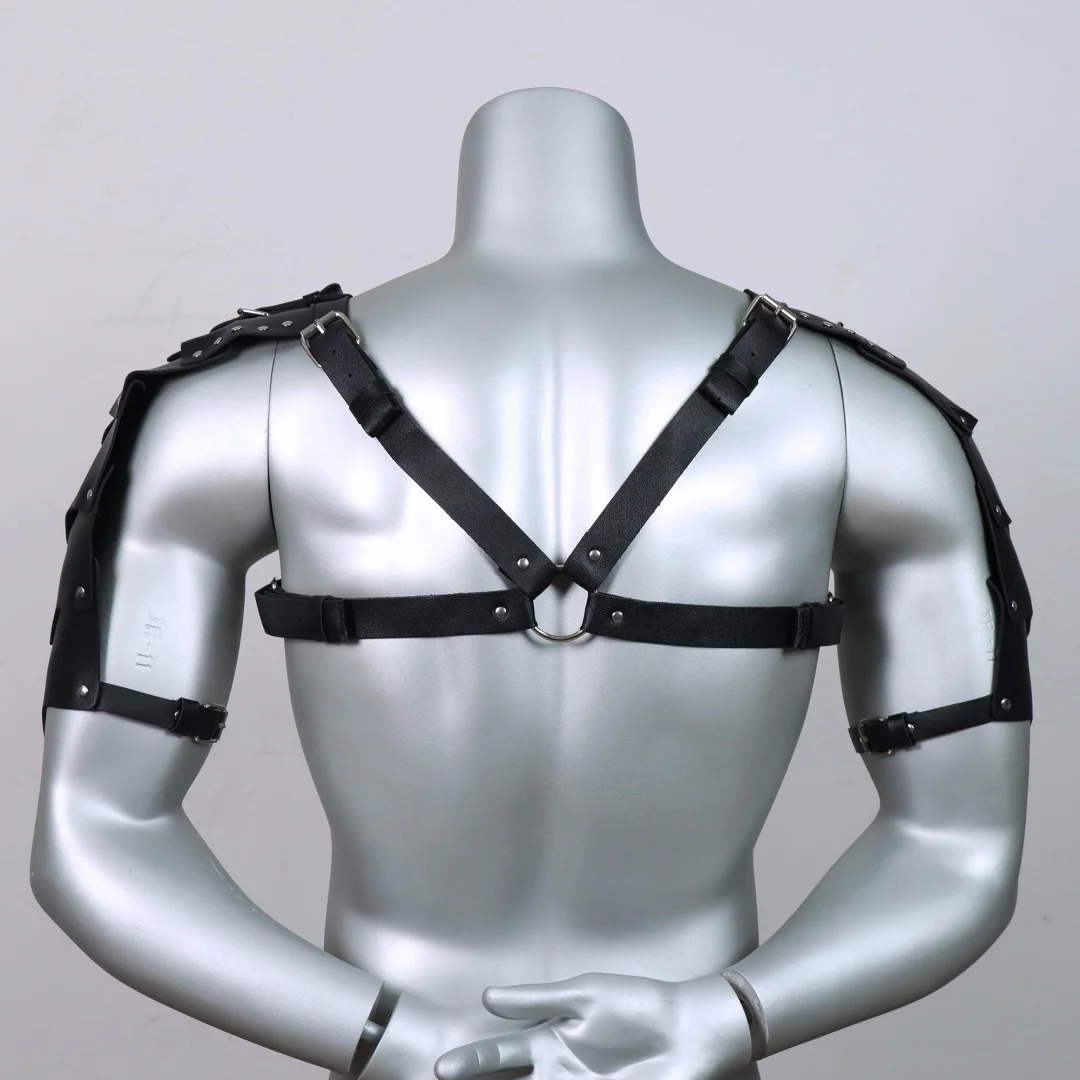 Mittelalterliches Kostüm Cosplay Zubehör Vintage Gothic Leder Harness Gürtel Spaulder Pauldrons Viking Ritter Gladiator Schulterpanzer – Detail 8