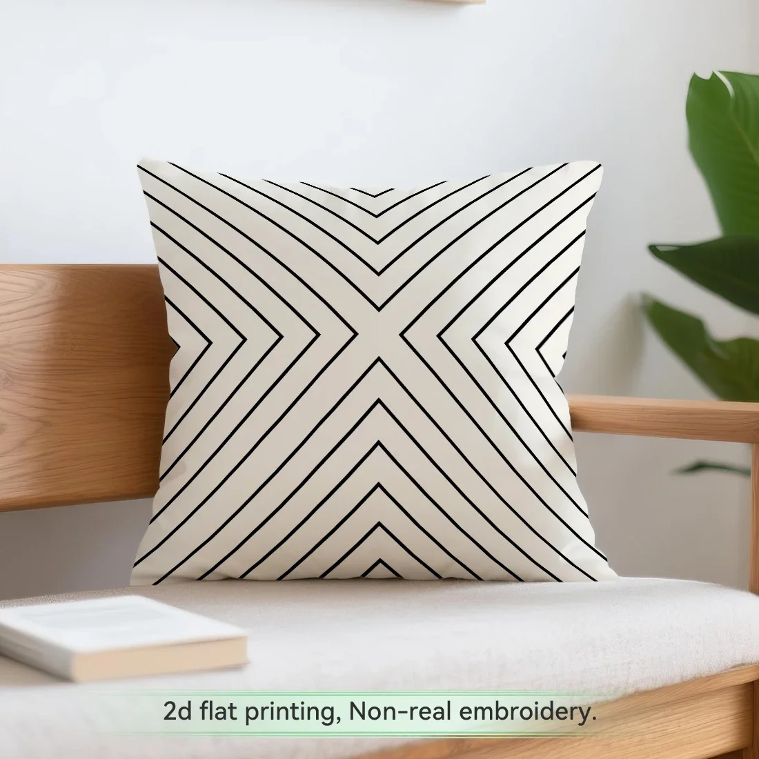 1/4pcs Black--White Geometric Lines Cushions Pillowcase Polyester Cushion Cover Throw Pillow Pillowcover Home Car Sofa Decor