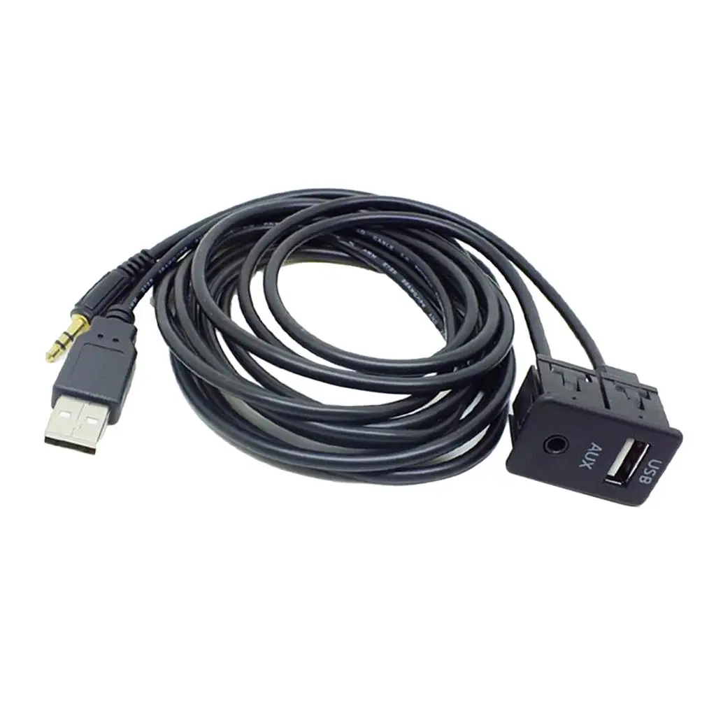 USB AUX Audio Socket Copper Core Panel Mount Extension Cable Durable Aux Usb Converter for In-car Entertainment Systems