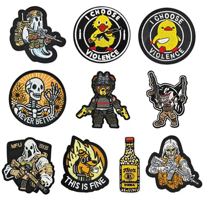 Мультфильм-забавная-крутая-акула-утка-призрак-медведь-термона-пришить-вышивка-значок-нашивки-diy-футболка-шляпа-рюкзак-одежда-аппликация-наклейка