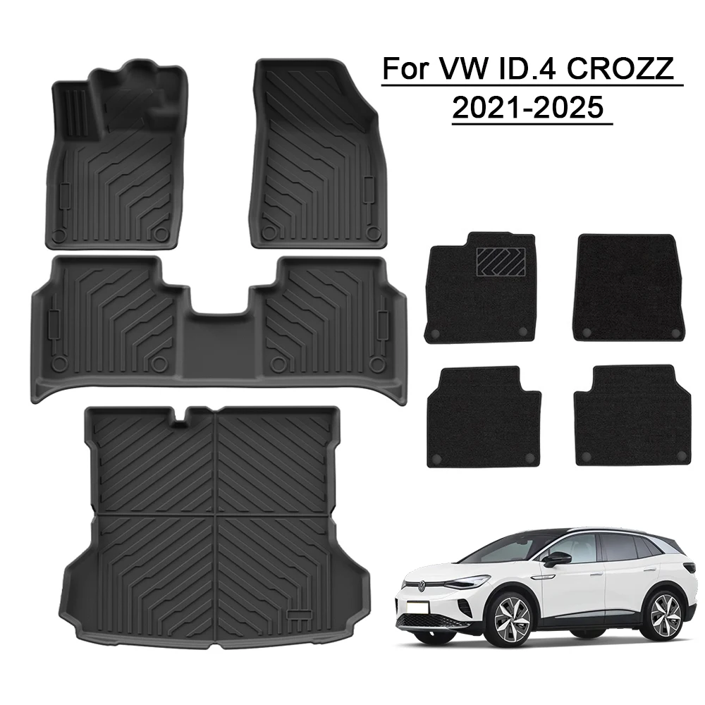 

Для VW ID.4 ID4 CROZZ 2021 2022 2023 2024 2025 Коврики из ТПЭ Задние коврики в багажник Многослойные подушечки для ног Салонный ковер Полный чехол LHD