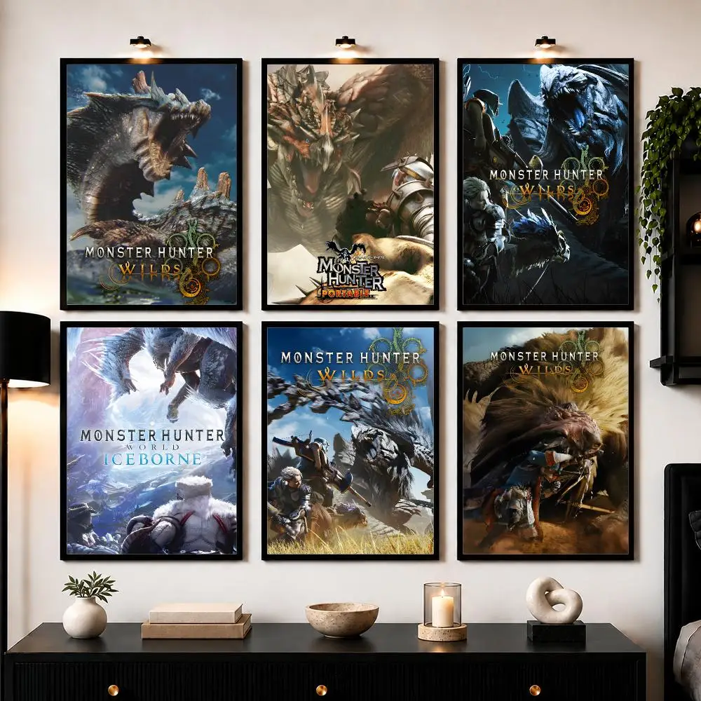 Action Fantasy Video Game M-Monster Hunter Poster Wall Art Print Sticker for Bedroom Living Room Dorm Office Modern Home Decor