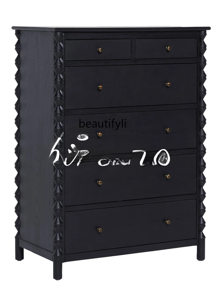 

Solid Wood Retro Chest of Drawers New Classical Locker Hallway Multi-Functional Storage Cabinet