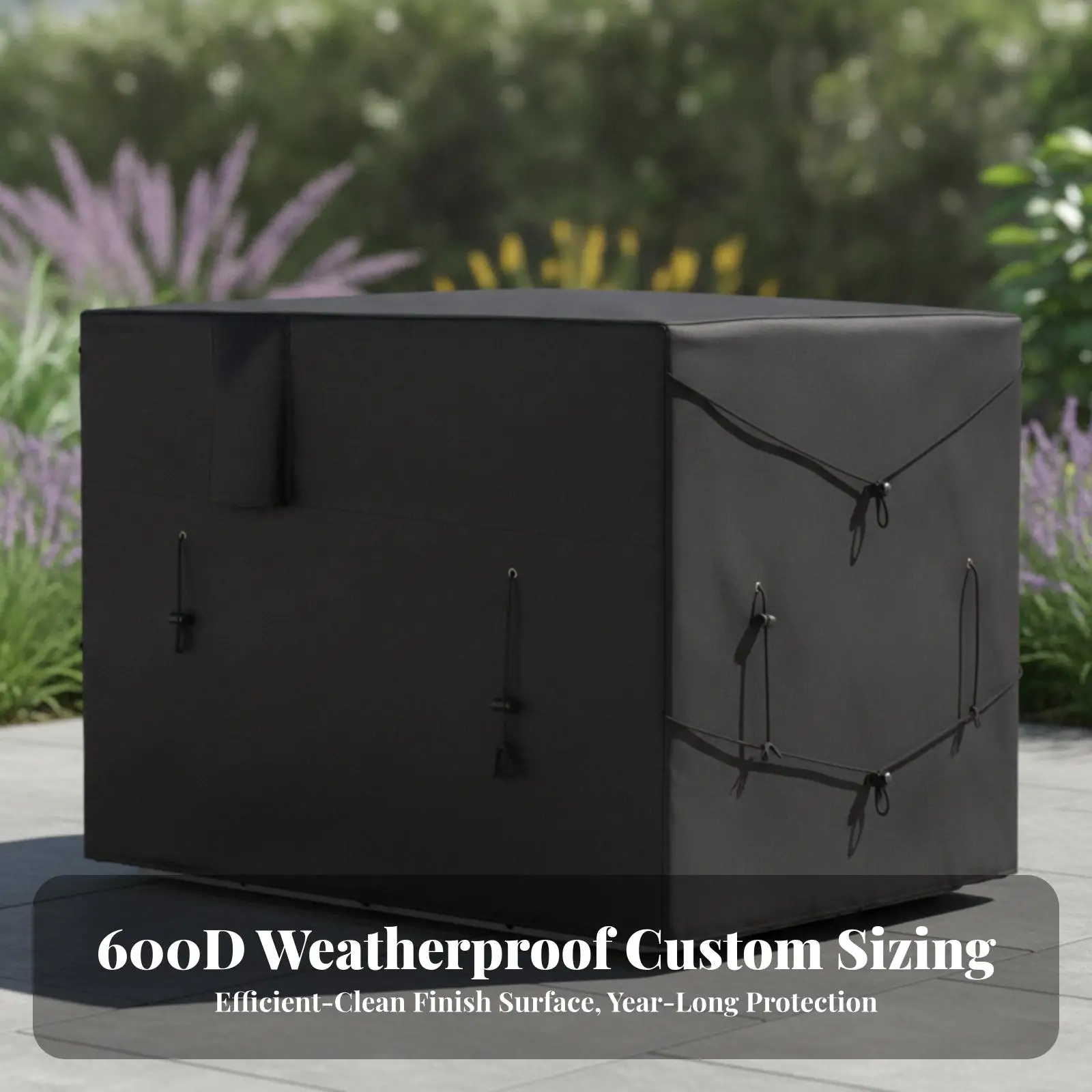 Pool Heat Pump Cover with Top Opening Adjustable Drawstring Box Stitched Design for Secure Fit in High Winds