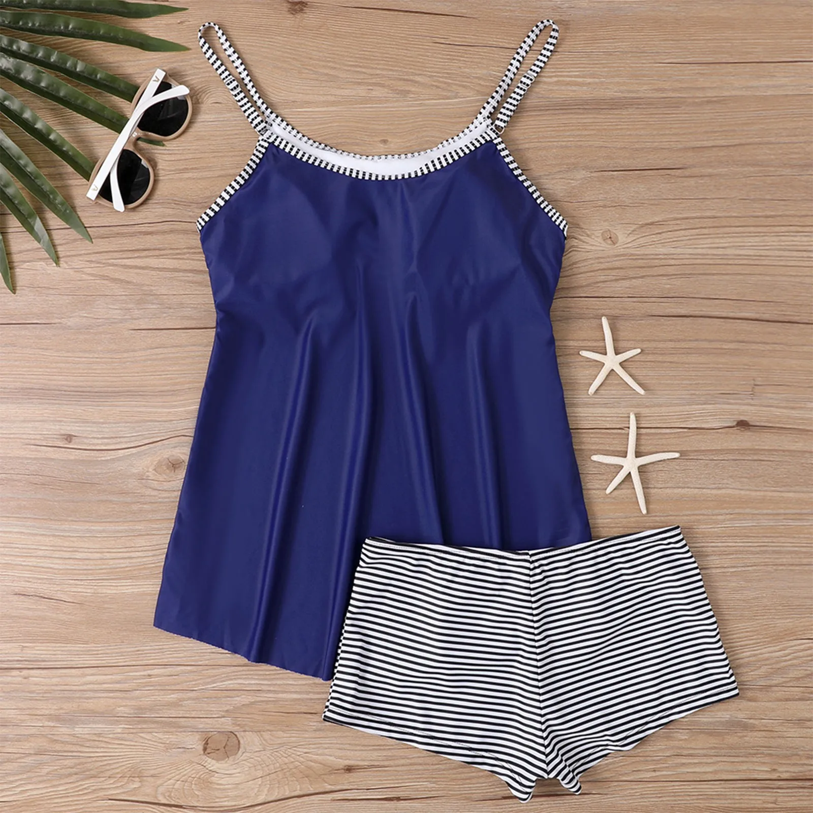 Sexy Slim Fit da donna tinta unita Patchwork Stripes stampato Sling Split Bikini Plus Size costume da bagno Conjunto Dos Piezas Mujer