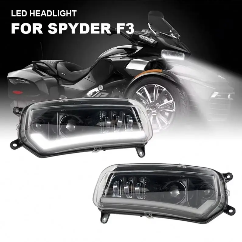 Plug and  Play LED Replacement Headlight Assembly with DRL & Turn Signal Integration for  Can-Am Spyder (Set of 2)