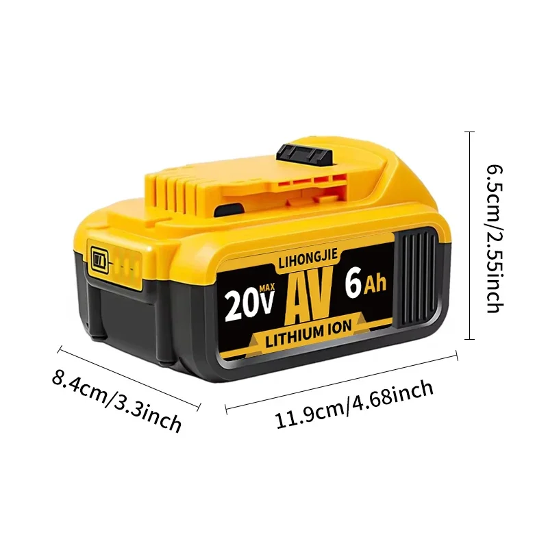 20V 6A 8A 12A  MAX Lithium Battery Power Tool Replacement for DeWalt DCB184 DCB181 DCB182 DCB200 18V 20V Lithium Battery