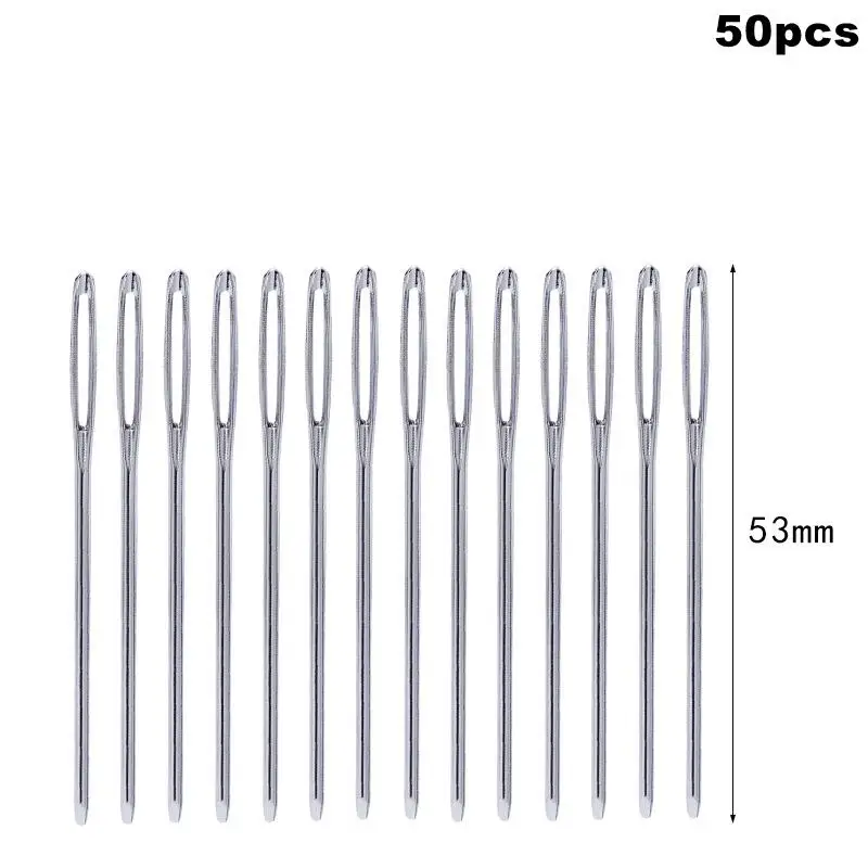 50Pcs Large Eye Blunt Sewing Needles 53mm Stainless Steel Hand Embroidery Knitting Leather Craft Needlework Tools