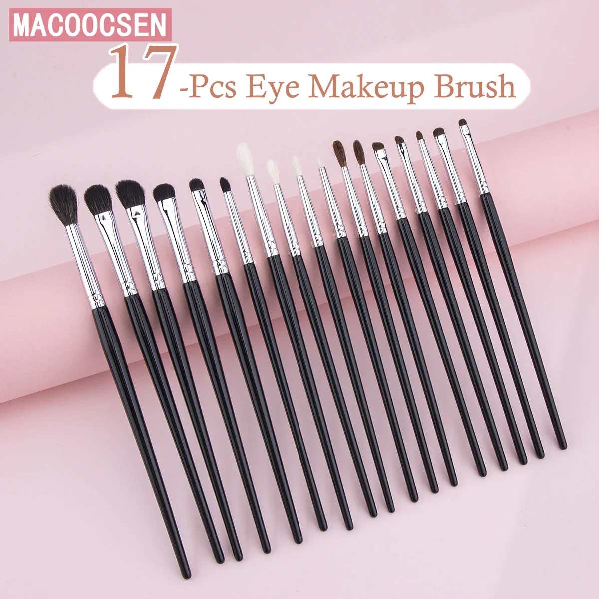 17pcs Eye Makeup Brushes Set Crease Blending Smudge Makeup Brush High-quality Copper Tube&horsehair&goat Hair Eye Makeup Tool