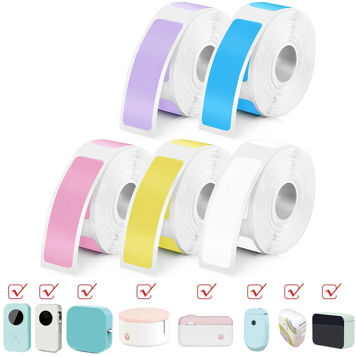 

​12x40mm 160PCS/Roll Colored Thermal Label Waterproof Oilproof White/Blue/Pink/Purple/Yellow & Clear for QR Tags Office Printers