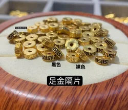 999 real gold spacers for bracelets 24k gold keypattern spacer gold accessories 6.2mm