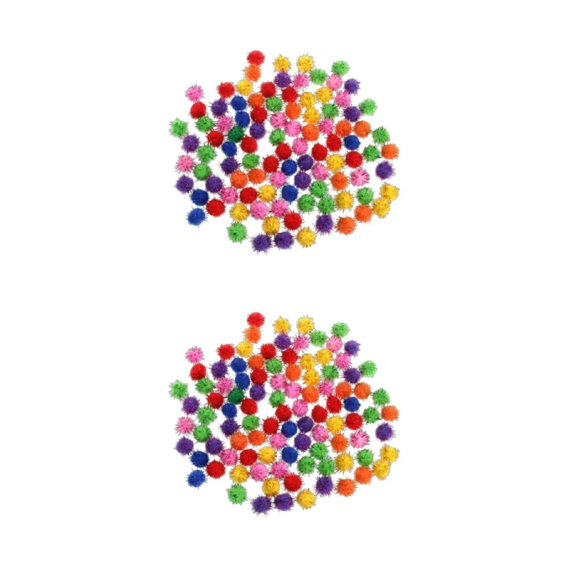 100Pcs Colorful Mini Glitter Tinsel Balls Small Pom Ball For Cat N84E