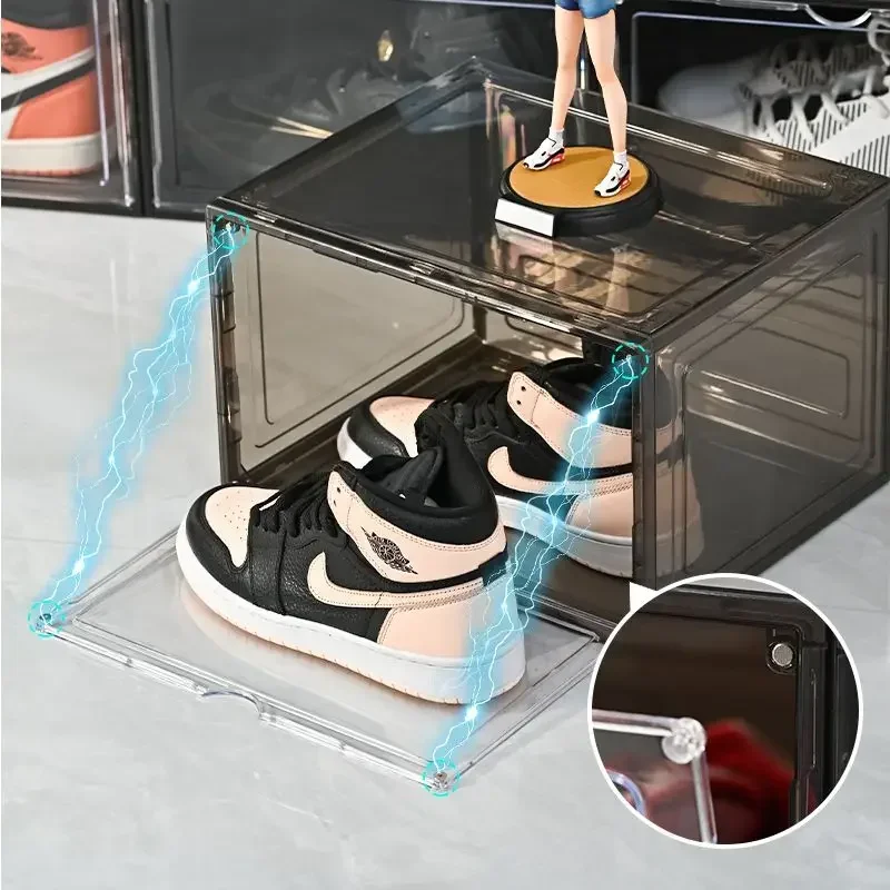 Transparent Acrylic Shoe Organizer, Magnetic Hard Plastic Storage Box, Shoe Rack, Shoe Cabinet, 1 Pc