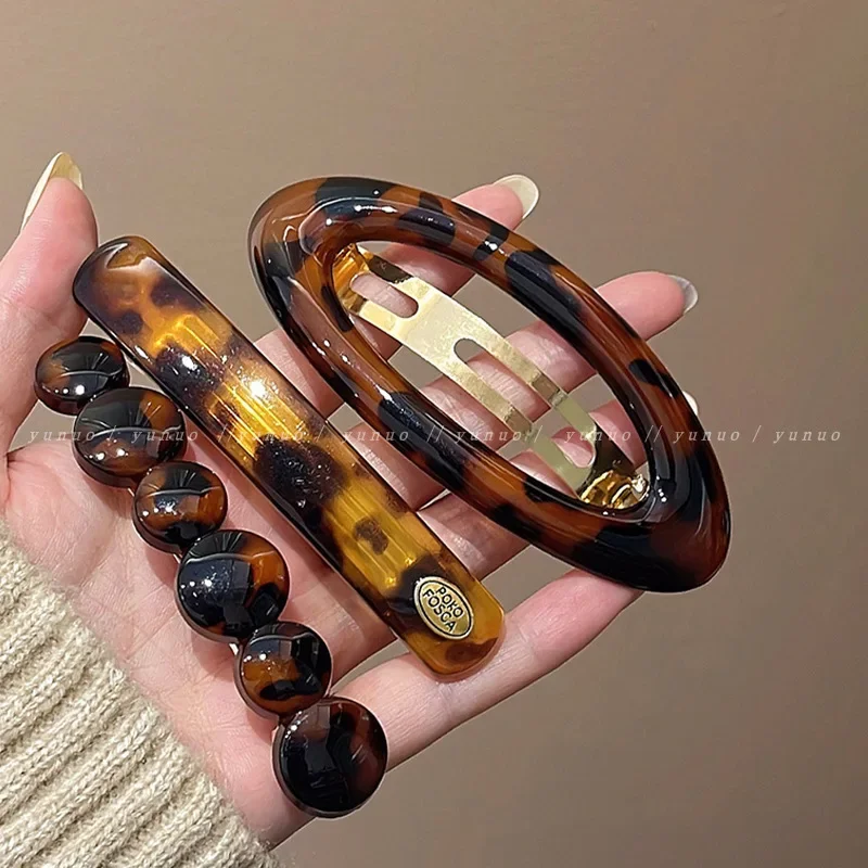 

Vintage Leopard Oval Hair Spring Clip for Women Girls Korean Acetate BB Hair Clip Barrettes Jewelry Y2K Hair Accessories