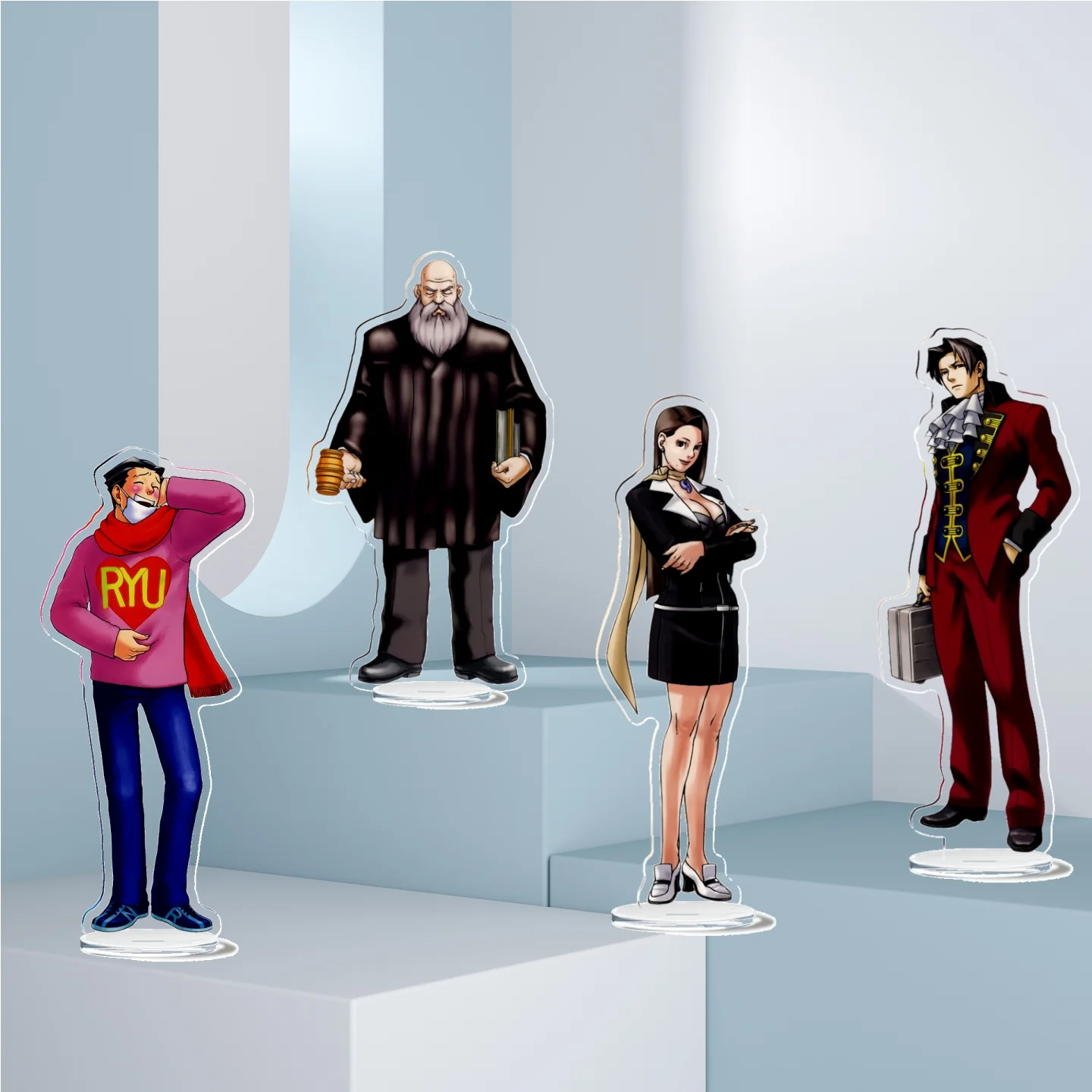 Ace Attorney llavero de Anime de pie para mujer, llavero de Phoenix, Wong, Mia, Fey, modelo de figura de moda, placa, regalo Acrílico
