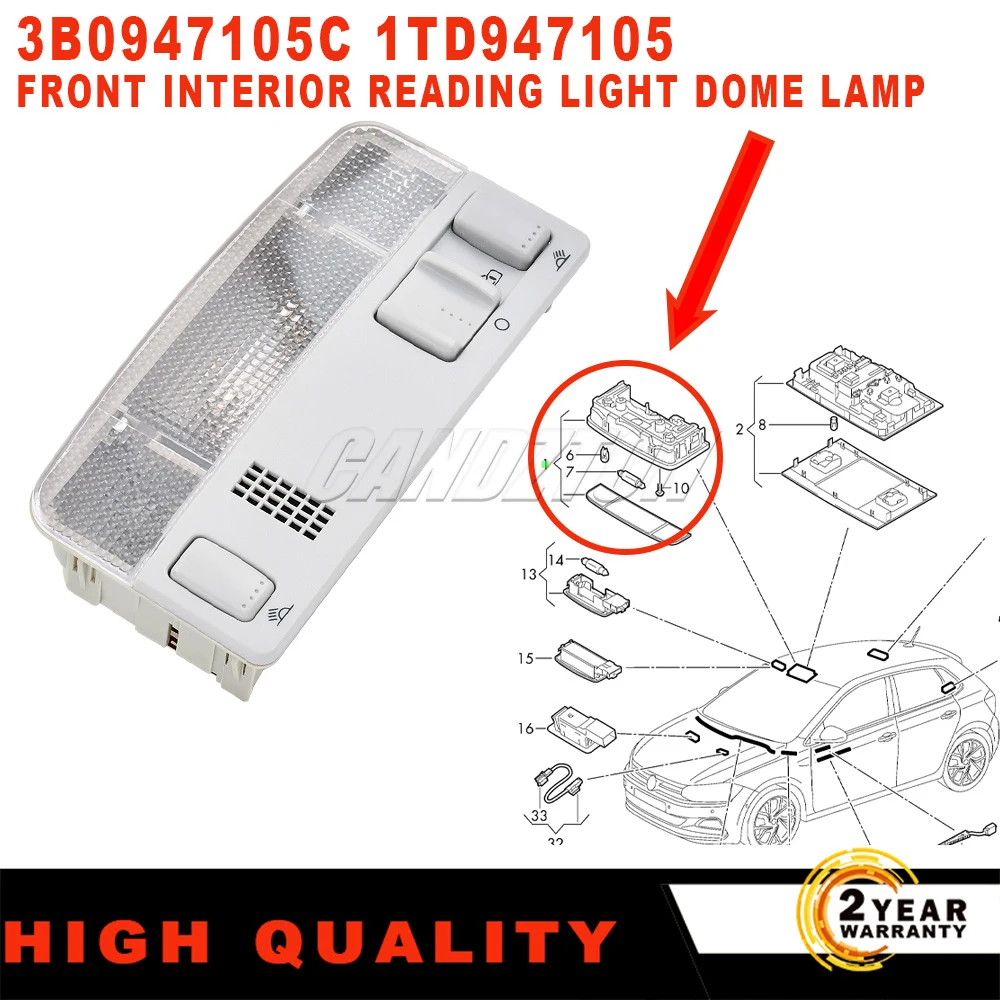 Front Interior Reading Light Dome Lamp New 3B0947105C 1TD947105 For VW Caddy Golf Skoda Octavia Fabia Seat Ibiza car accessories