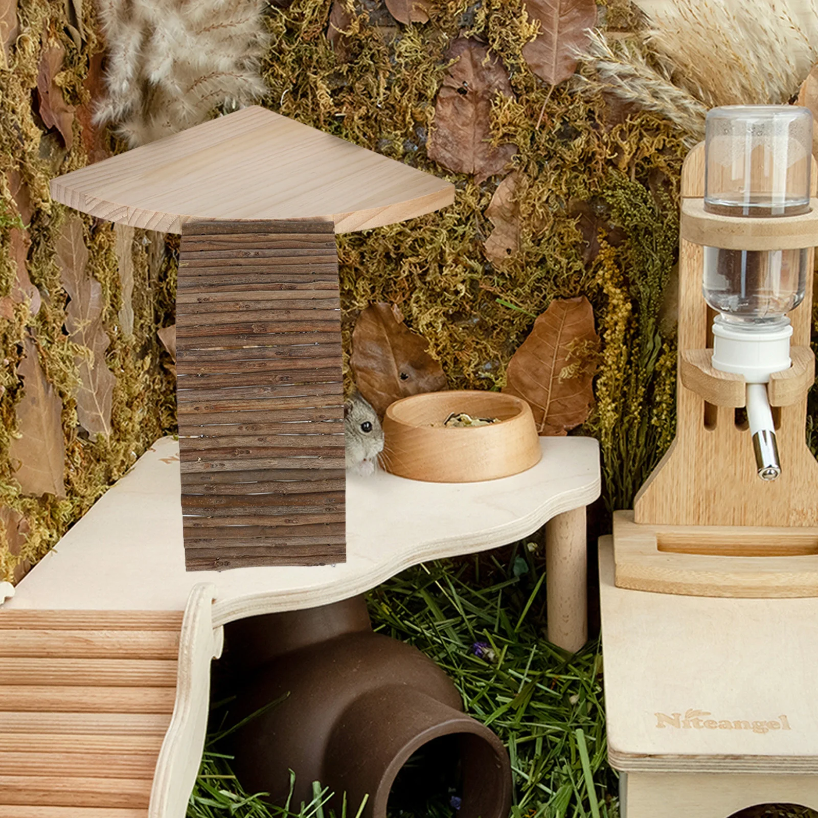 

1Set Wooden Platform for Hamster Cage Pet Climbing Ladder Activity Structure Small Animal Enrichment Gerbils Rats