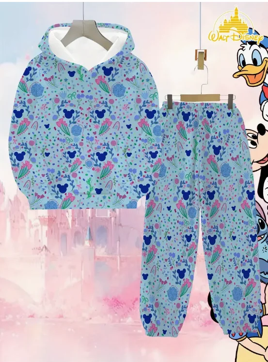 

Autumn and Winter Casual Hoodie Set Harajuku Y2k Disney Mickey Mouse ClassicHooded Sweatshirt Women's Retro Fashion Sweater Set