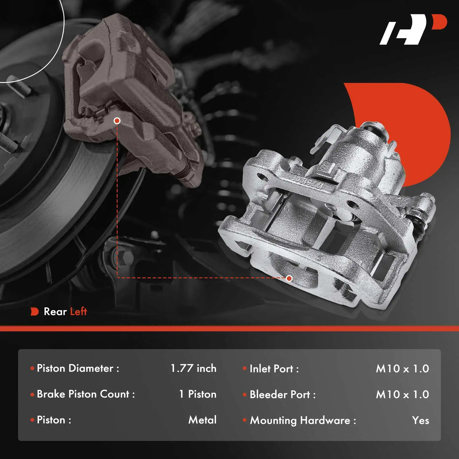 A-Premium Rear Left Brake Caliper with Bracket for Ford Explorer Taurus Flex 2013-2019 Lincoln MKS 2013-2015 MKT 2013-2019