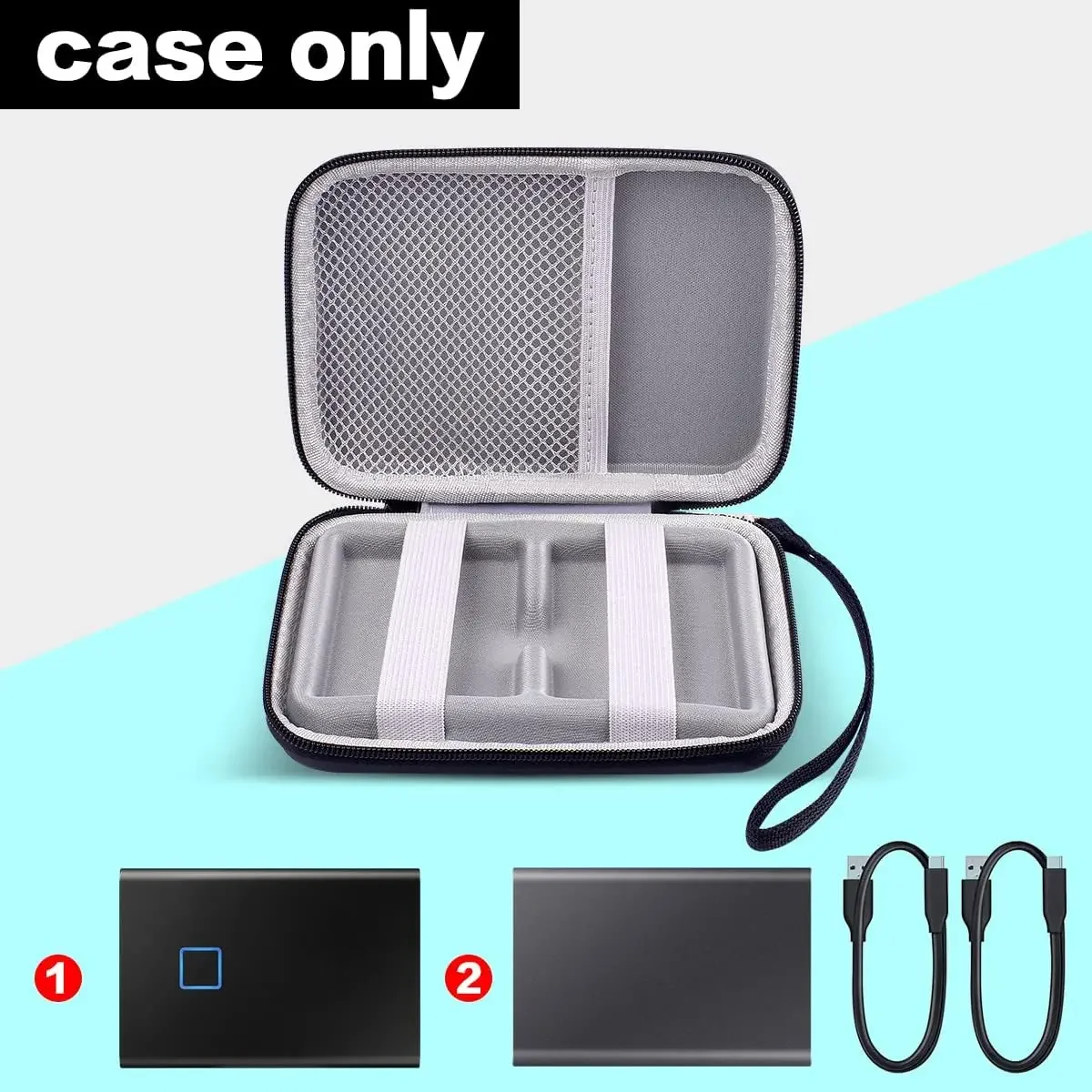 Case Compatible with Samsung T7/ for T7 Touch  External Solid State Drive/2 Pack Samsung SSD and Cables