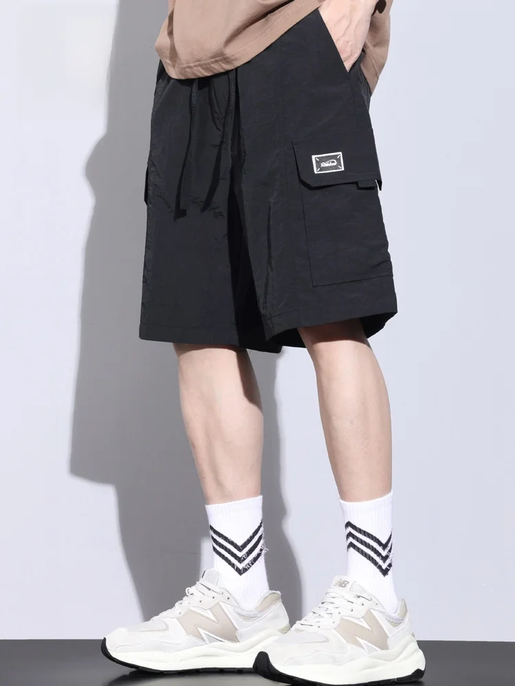 

Летние повседневные мужские шорты из ледяного шелка, тонкие, быстросохнущие, свободного кроя, модные, городские, для молодежи, энергичные