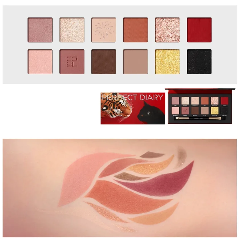 Perfect Diary Makeup Kit Professional Palette Eyeshadow with Brush Matte Shimmer&Glitter Finishes,Highly Pigmented Eye Makeup