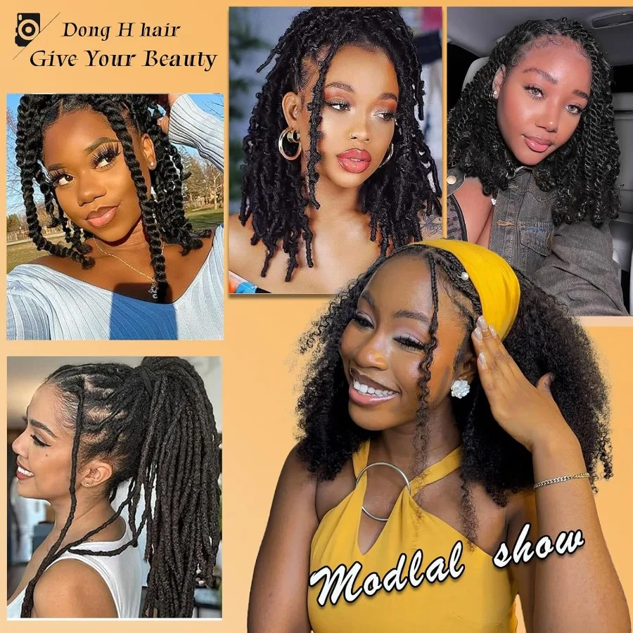 شعر بشري أفرو غريب مجعد لتضفير وصلات المجدل الصغيرة إصلاح Locs مايكرو Locs تمديد 14 بوصة طول