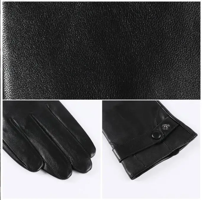 mens brown leather gloves PU Leather Short Thin/Thick Black/Brown Touched Screen Glove Man Gym Car Driving Mittens