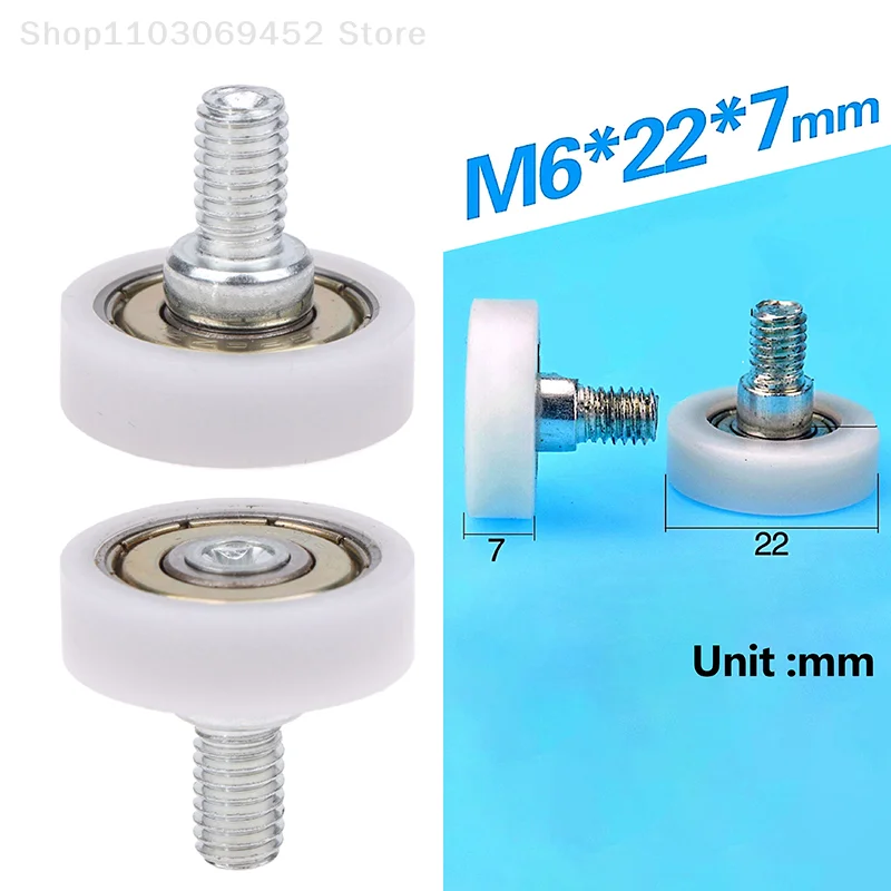 Tornillo de rueda convexa esférica de arco de plástico de rosca externa, rodamiento, cajón de rodillos, accesorios de equipo mecánico, M6 x 22x7, 1 unidad