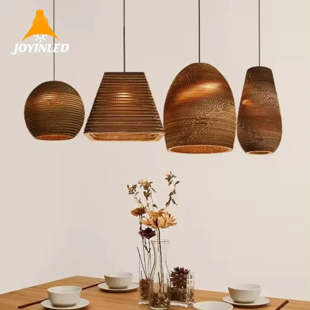 

Modern Creative Cardboard Living Room Restaurant Cafe Clothing Store Rattan Handmade Chandelier Paper Honeycomb Pendant Lights